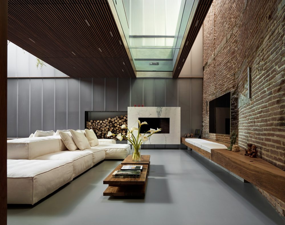 The dramatic suspended pool above the open-plan living space